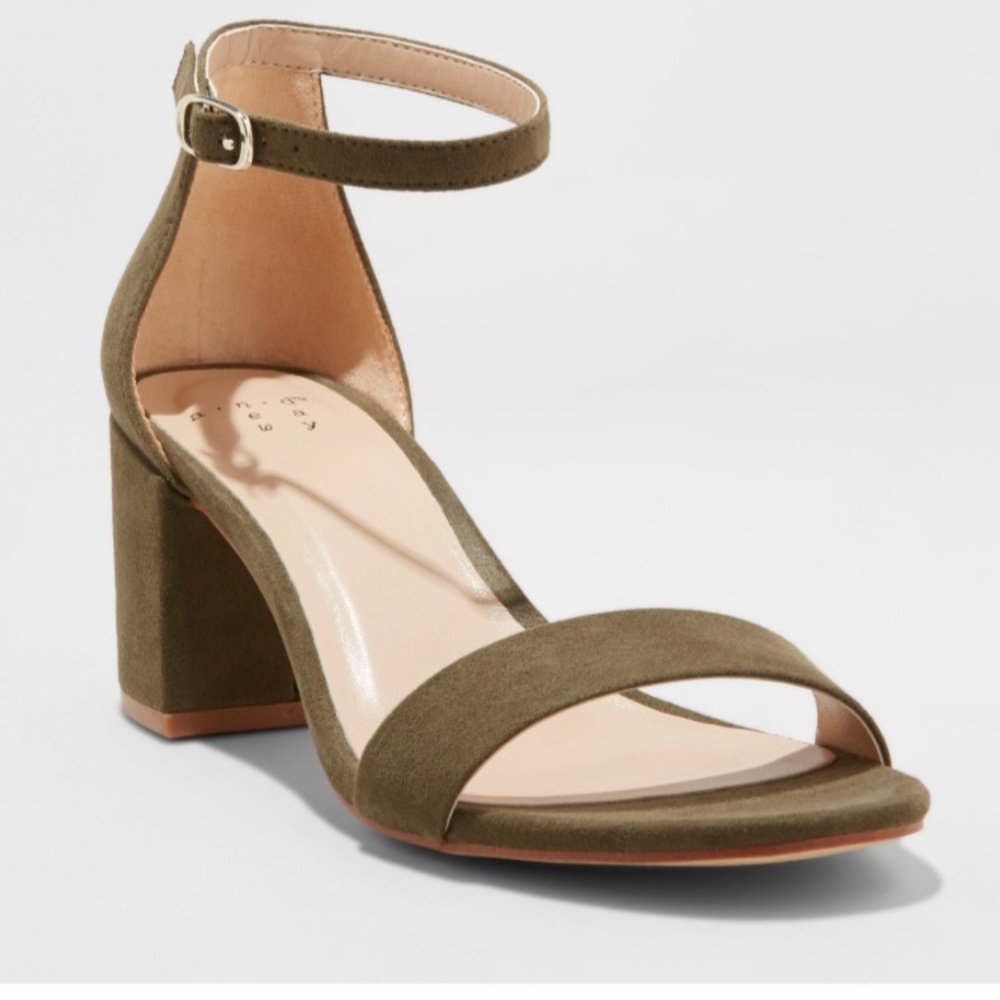 Brand New Olive Green Block Heels